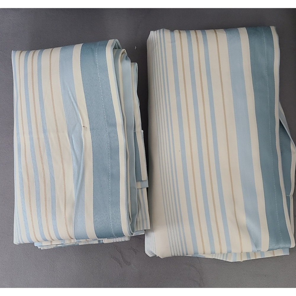 Target Home Two Panel Blue and Cream Striped Curtains
